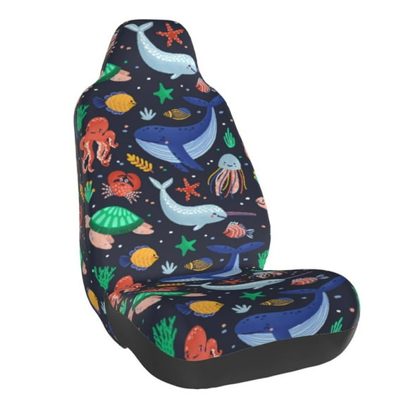 Fuzoiu The Underwater World Print Elastic Car Seat Covers, Seat Cover Protector,Universal Fit Interior Covers for Most Cars,Washable Seat Cover Non Slip for SUV,Sedan,Van