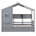 thumbnail image 6 of Bellemave Twin House Bed with Trundle and Storage Shelves, Wood Twin Size Montessori Bed Frame with Roof and Window, Playhouse Bed for Bedroom（Gray), 6 of 9