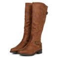thumbnail image 5 of Women's Leatherette Buckled Round Toe Knee High Low Stacked Heel Boot 19837, 5 of 6
