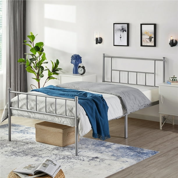 Yaheetech Basic Metal Bed Frame with Headboard and ...