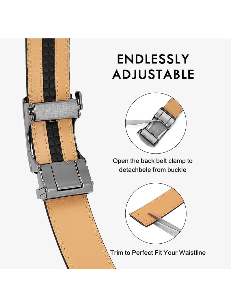 BOSTANTEN Mens Belt Leather Ratchet Dress Belt with Sliding Adjustable  Buckle, Trim to Fit - Walmart.com