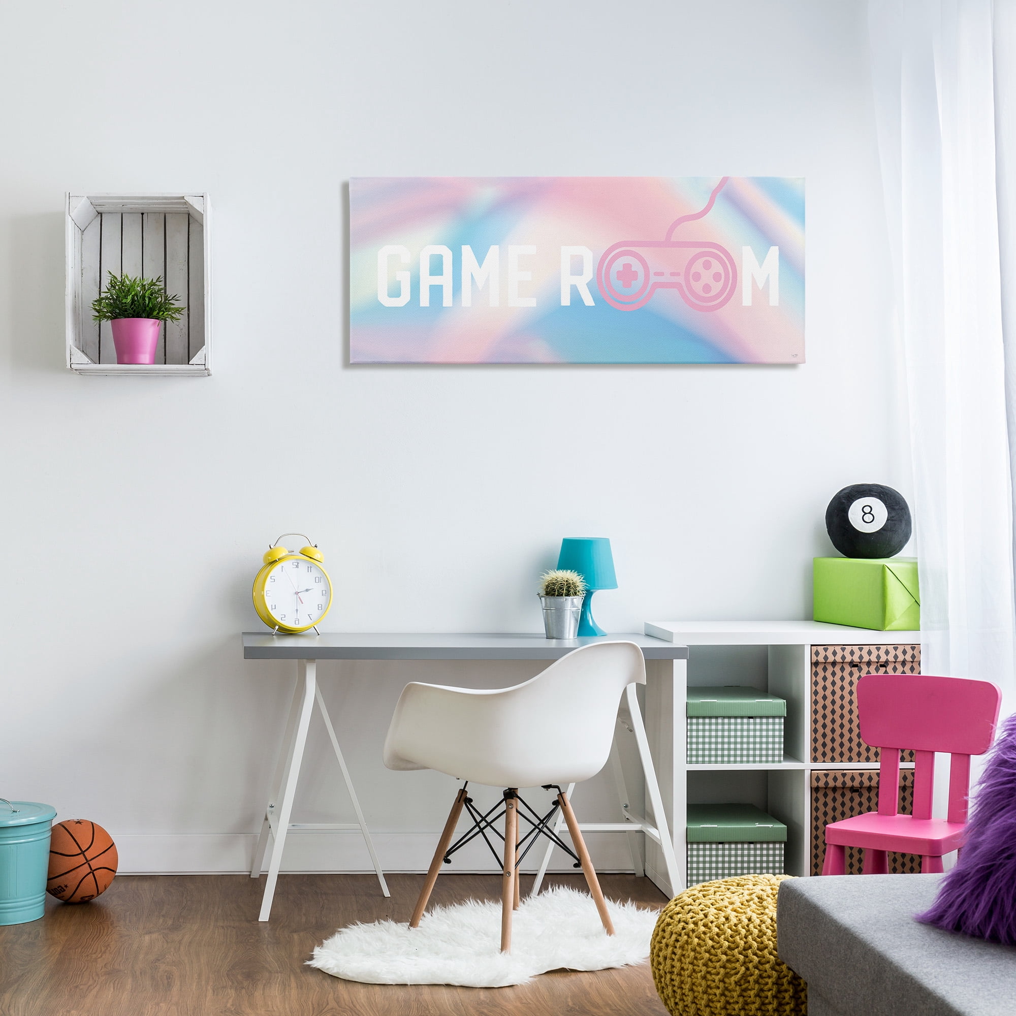 Stupell Industries Pastel Game Room Typography Painting Gallery Wrapped Canvas Art Print Wall Art, 48 x 20
