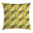 thumbnail image 1 of Geometric Decor Throw Pillow Cushion Cover, Retro Unusual Psychedelic Ring Shaped Dots and Spots in Various Colors Image, Decorative Square Accent Pillow Case, 24 X 24 Inches, Mustard, by Ambesonne, 1 of 2