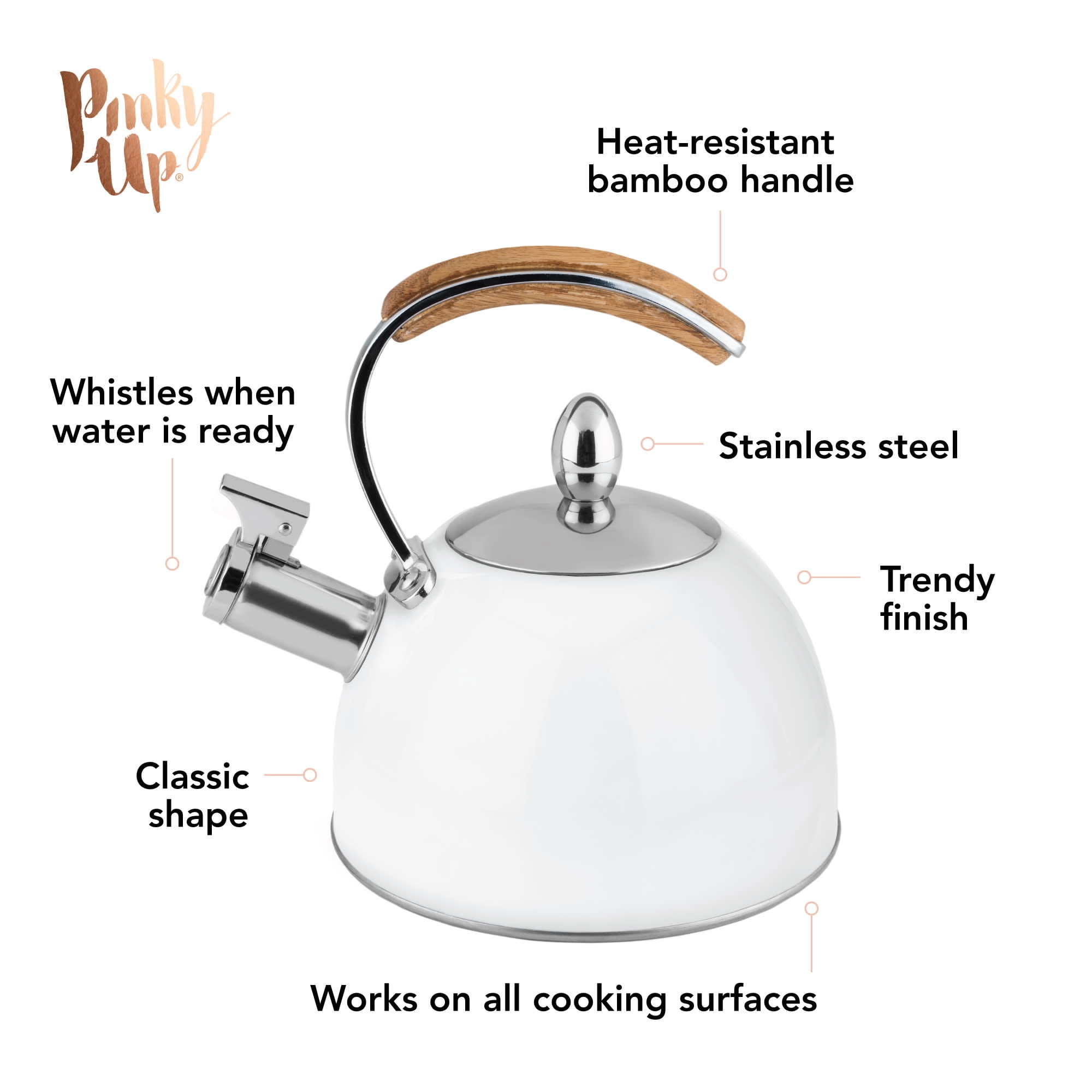 White and bamboo kettle outlet