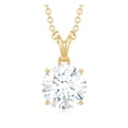 thumbnail image 3 of Rosec Jewels Certified Moissanite Solitaire Pendant Necklace - with Chain (8mm Round, 2 Carat, D-VS1 Quality) - Gift for Women, 14K Yellow Gold, 3 of 6