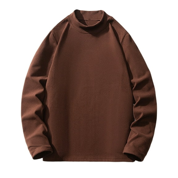 Raeneomay Long Sleeve Shirts for Men Base Velvet Solid Color Long Sleeved Round Neck Top