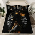 thumbnail image 2 of Feelyou Couple Lion Animal Bed Sheets, Kawaii Black Girl King Sheets, Tribal Western Princess Sheet Set, Ultra Soft Home Decor, 4-Piece, 2 of 7