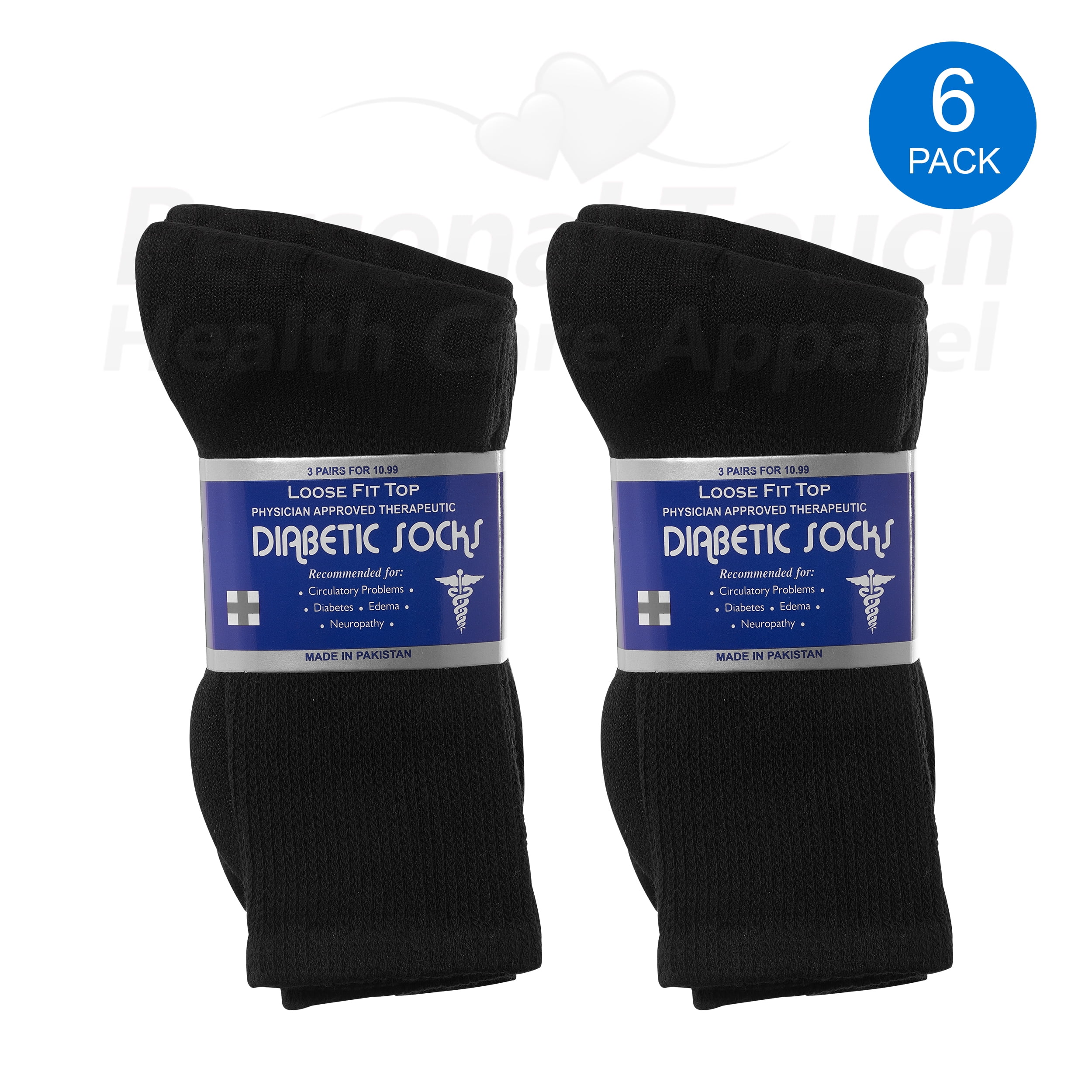 Best Quality 6 Pairs White Diabetic Ankle Socks 9-11 size MADE IN USA 