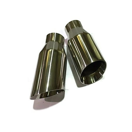 Cut Exhaust Tip - 2 Cherry Bomb Style Stainless Steel Exhaust Tips Angle Cut 2.5