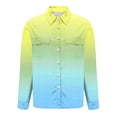thumbnail image 2 of TaTaai Ladies Satin Blouse Long Sleeve Gradient Print Button Down Collar Silky Shirt Loose Fit Dressy Casual Top Gift, 2 of 5