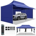 thumbnail image 3 of COBIZI 10x20 Pop Up Canopy, Heavy Duty Full-Truss Party Tent, Removable Awning & 4 Sidewalls, 420D PU Oxford, Waterproof, UPF 50+, 600D PVC Roller Bag, Dark Blue, 3 of 12