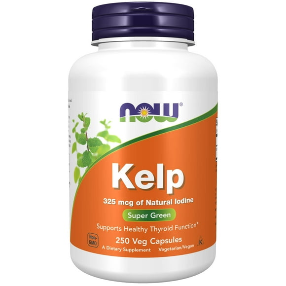 Supplement NOW Kelp 325 mcg de yodo natural, 250 cápsulas vegetarianas