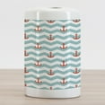thumbnail image 2 of Anchor Ceramic Toothbrush Holder, Simple Pattern Anchor Stripe Art Welcoming Wavy Water Tiled Surface, Decorative Versatile Countertop for Bathroom, 4.5" X 2.7", Turquoise Red, by Ambesonne, 2 of 4