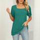 thumbnail image 2 of Playera Corte clásico Gibobby para Mujer Cuello cuadrado Manga corta Puff Color sólido largo Casual moda, 2 of 4