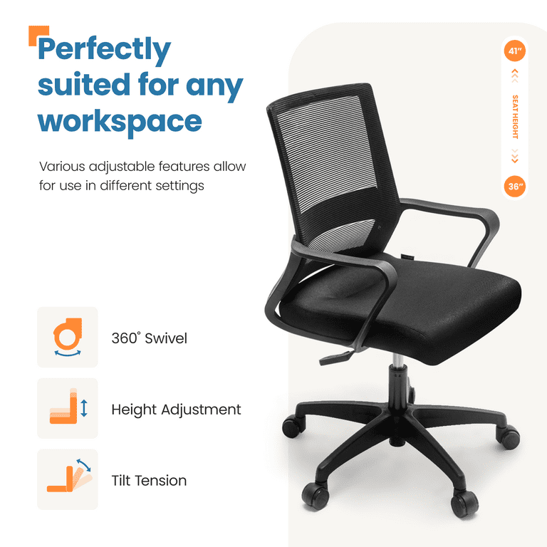 Neo Chair MB-7 Ergonomic Mid Back Adjustable Mesh Home Office  