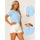 thumbnail image 2 of Blusa De Manga Corta Abullonada Vintage Con Cuello Redondo Y Guinga Informal De Verano Para Mujer Azul Claro S, 2 of 6