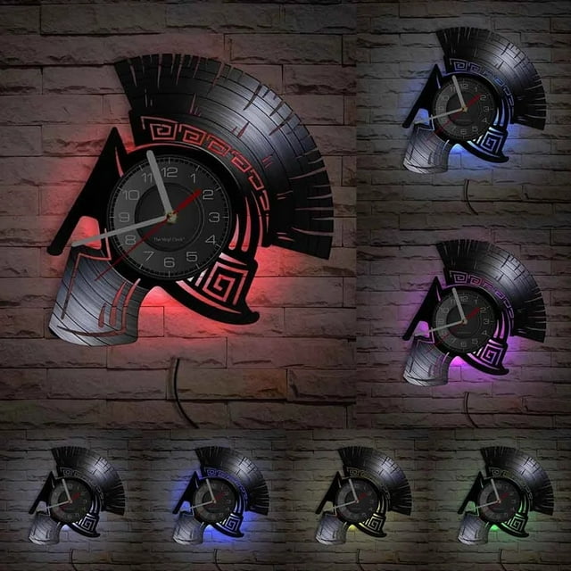 Reloj de pared Spartan Worrior con disco de vinilo de anime, 30 cm