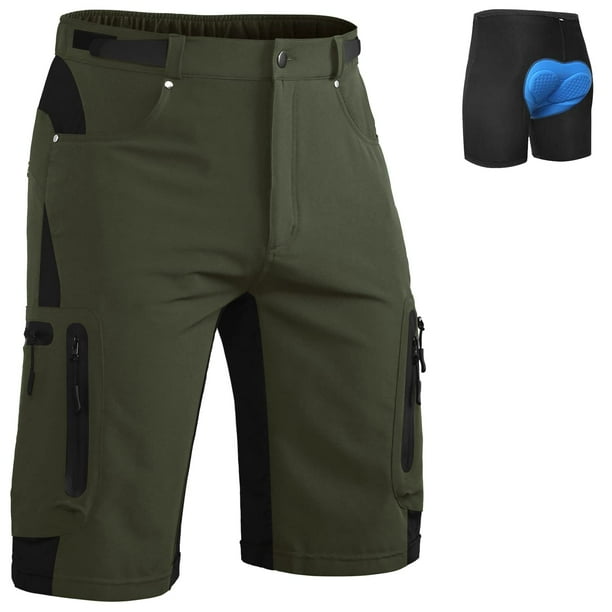 Pantalones cortos de bicicleta de montaña Ally 4D acolchados y holgados para ciclismo, color verde