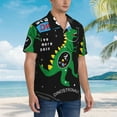 thumbnail image 3 of Kll Men'S Hawaiian Shirt Short Sleeve Button Down Beach Shirts-Space Dino Cartoon Black, 3 of 7