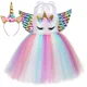 thumbnail image 2 of Vestido de tul con tutú de unicornio y princesa para niñas, con flores pastel, para fiesta de cumpleaños de niñas, disfraces de carnaval y Halloween para niños, 2 of 5