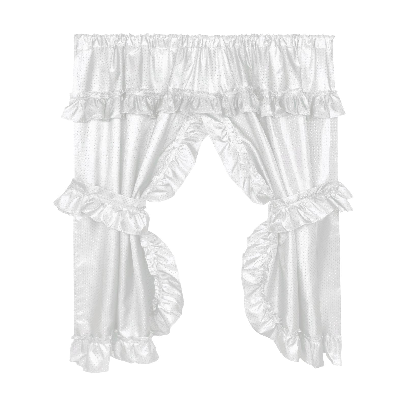 "Lauren" Window Curtain with Ruffled Valance, White
