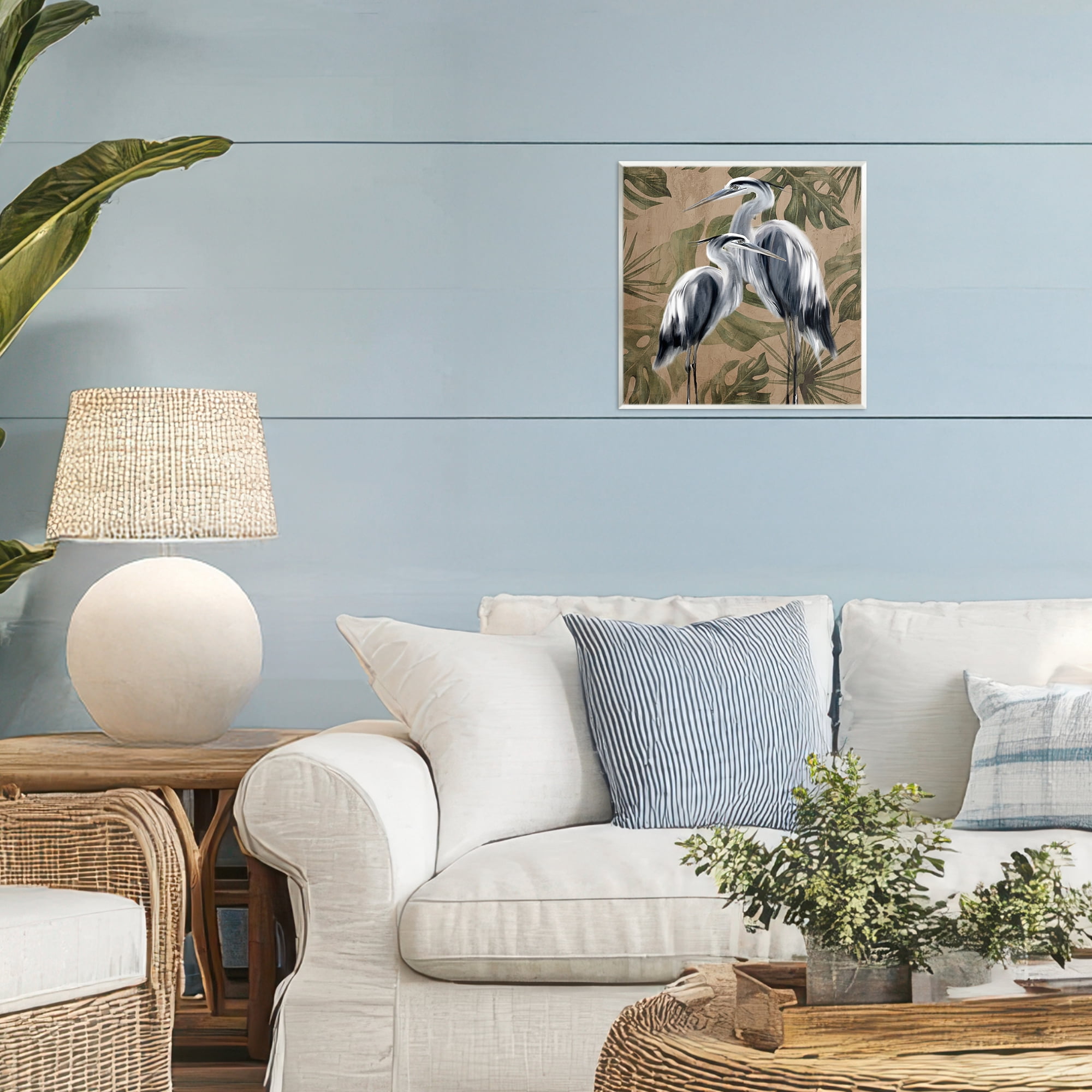 Stupell Industries Two Herons over Tropical Leaves Wall Plaque Art, design by Kim Allen