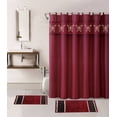 thumbnail image 2 of 4 Piece Burgundy Butterfly Bathroom For Any Season Print Design Set 2 Bath Math, 1 piece Shower Curtain, 12 Rings Covered Anti -Slip Rubber Mat Backing, 2 of 2