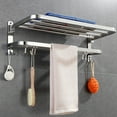 thumbnail image 3 of Shoreew Towel Rack Foldable Towel Shelf with Movable Hooks Rustproof Wall Mount Towel Storage Organizer for Bathroom, 3 of 7