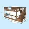 thumbnail image 6 of Max & Lily Solid Wood Twin over Twin Low Bunk Bed for Kids with Staircase, Walnut, 6 of 12