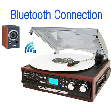 Boytone BT-37M-C Bluetooth 3-Speed Turntable Record Player, Wireless Connect to Devices Speaker
