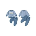 thumbnail image 2 of Loicainy Toddler Baby Boy Winter Fall Outfit 6 12 18 24 Months 2T 3T 4T Striped Excavator Truck Embroidered Sweatshirt and Jogger Pants 2 Piece Clothes Set, 2 of 9