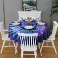 thumbnail image 2 of Blue Purple Tie Dye Mandala Pattern Round Tablecloth 60"x60",Wrinkle Wipeable Table Cloth for Kitchen Dining Room Picnic Patio Party, 2 of 6