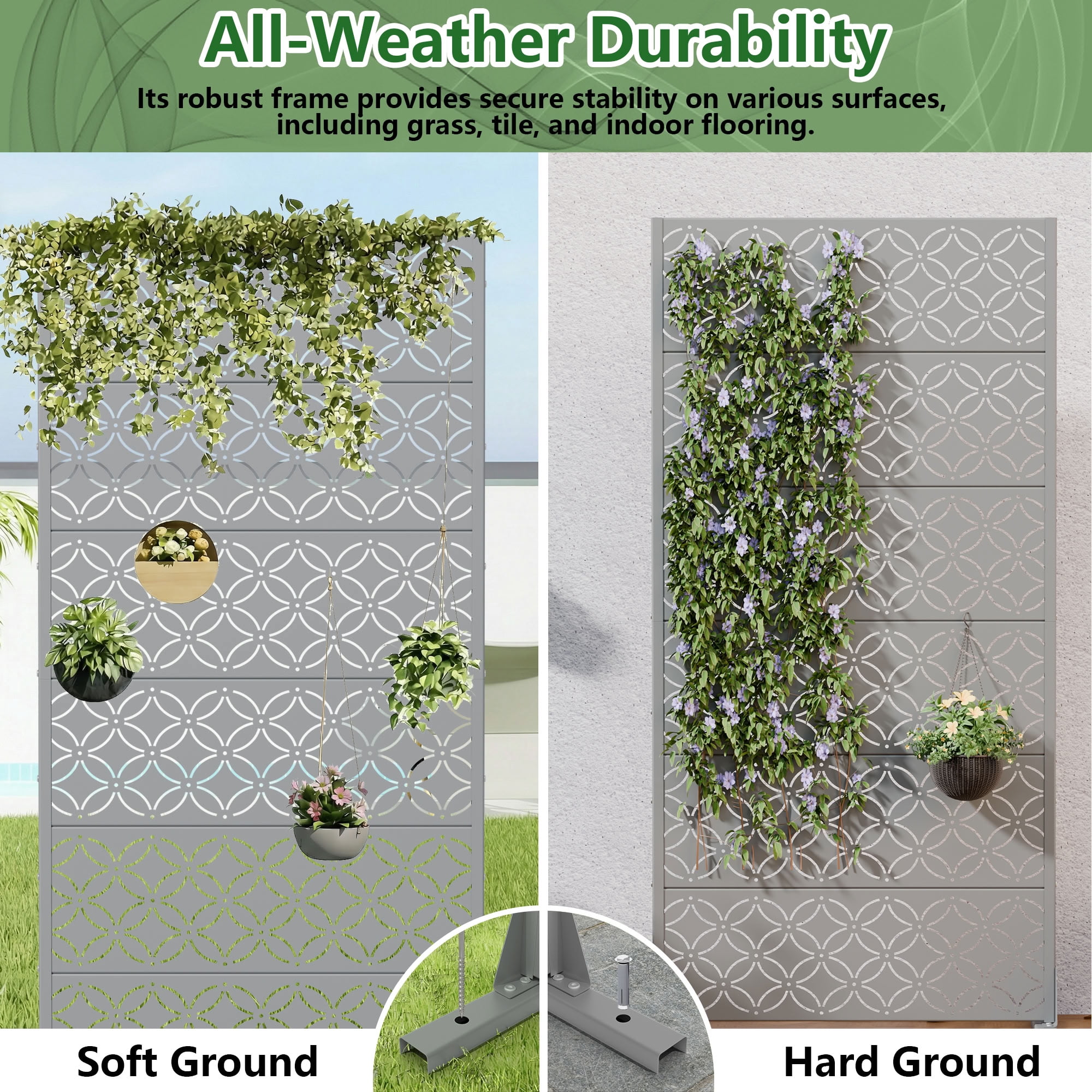 MAYEERTY 72*35in Outdoor Privacy Screen, Outdoor Screen Divider Metal Panel, Privacy Fence for Patio, Balcony, Backyard, Garden