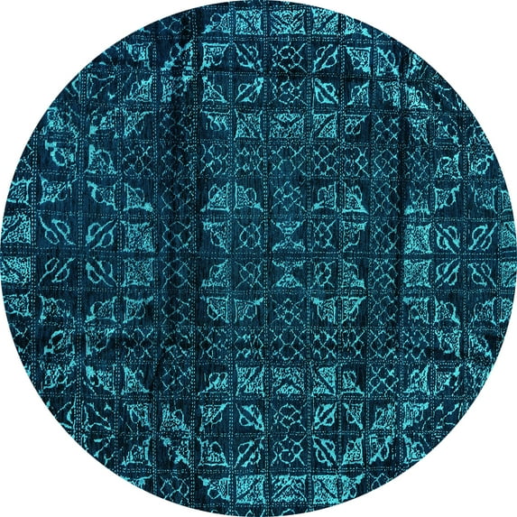 Ahgly Company Indoor Round Persian Turquoise Blue Bohemian Area Rugs, 8' Round