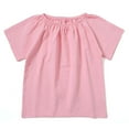 thumbnail image 4 of Girls Linen Tops Short Sleeve T-shirts Solid Color Casual Summer Cozy Tees Loose Fit Crew Neck Tshirts (2-3 Years, Pink), 4 of 7