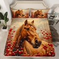 thumbnail image 2 of Manfei Brown Horse Full Sheet Set,Red Cherry Western Farmhouse,Luxury Decor For Boys,4-Piece, 2 of 7