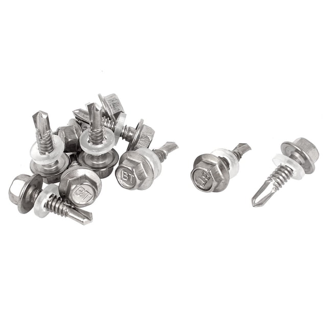 Unique Bargains 10 Pcs Vis de Lavage Hexagonale Auto-Perçantes pour Toit M5.5x19mm