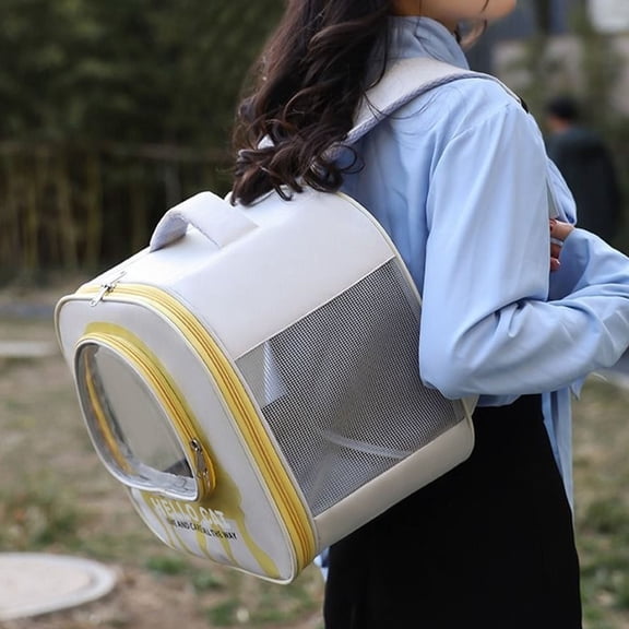 Sruoe Pet Backpack, Large Space Breathable Dog Backpack Carrier, Safety Buckle Cat Backpack Carrier, Dog Carrier Backpack, Dog Cat Travel Bag Durable Pet Backpack for Daily Walks, Yellow