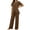 Brown_B02, variant on gbyLJF Women's Summer Outfits 2 Piece Matching Casual Sets Short Sleeve T-shirts with Irregular Hem and Wide Leg Pant Set