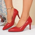 thumbnail image 6 of Xdegoge High Heels for Women Closed Toe Pointed Pumps Metallic Rivet Studded Stiletto Heels Elegant Slip On Dressy Party Wedding Shoes, 6 of 9