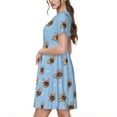 thumbnail image 2 of Easygdp Brown French Bulldog para Vestido Transpirable de Mujer, Vestido Suelto de Manga Corta con Pliegues y Bolsillos para el Verano, 2 of 6