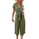 thumbnail image 1 of Women's Casual Jumpsuit with Pockets V-Neck Button Closure Tie Wide Leg Pants, 1 of 5