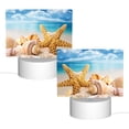 thumbnail image 2 of Cauagu Beach Starfish Shell for Rectangle Acrylic Night Light - Acrylic Modern Bedside Light with LED Light Lamp Base - Decorative Night Lamp for Restaurant Bar Cafe Shop, 2 of 9