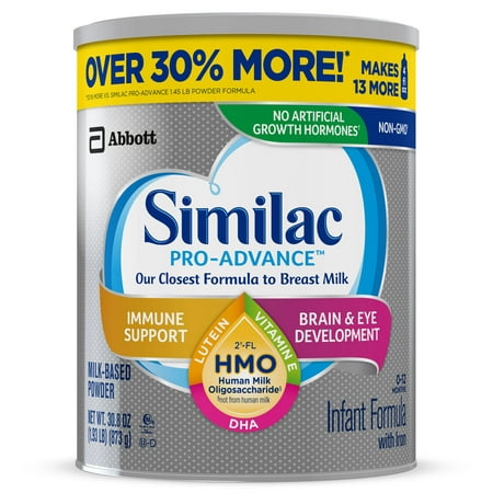 Similac Pro-Advance Non-GMO with 2'-FL HMO Infant Formula with Iron for Immune Support, Baby Formula 30.8 oz (Best Baby Formula For Gassy Baby)