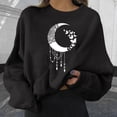 thumbnail image 2 of Puliio Women's Crew Neck Sweatshirt Boho Moon Butterfly Graphic Print Loose Buttery Soft Long Sleeve Afternoon Tea Date Pullover Tops, 2 of 4