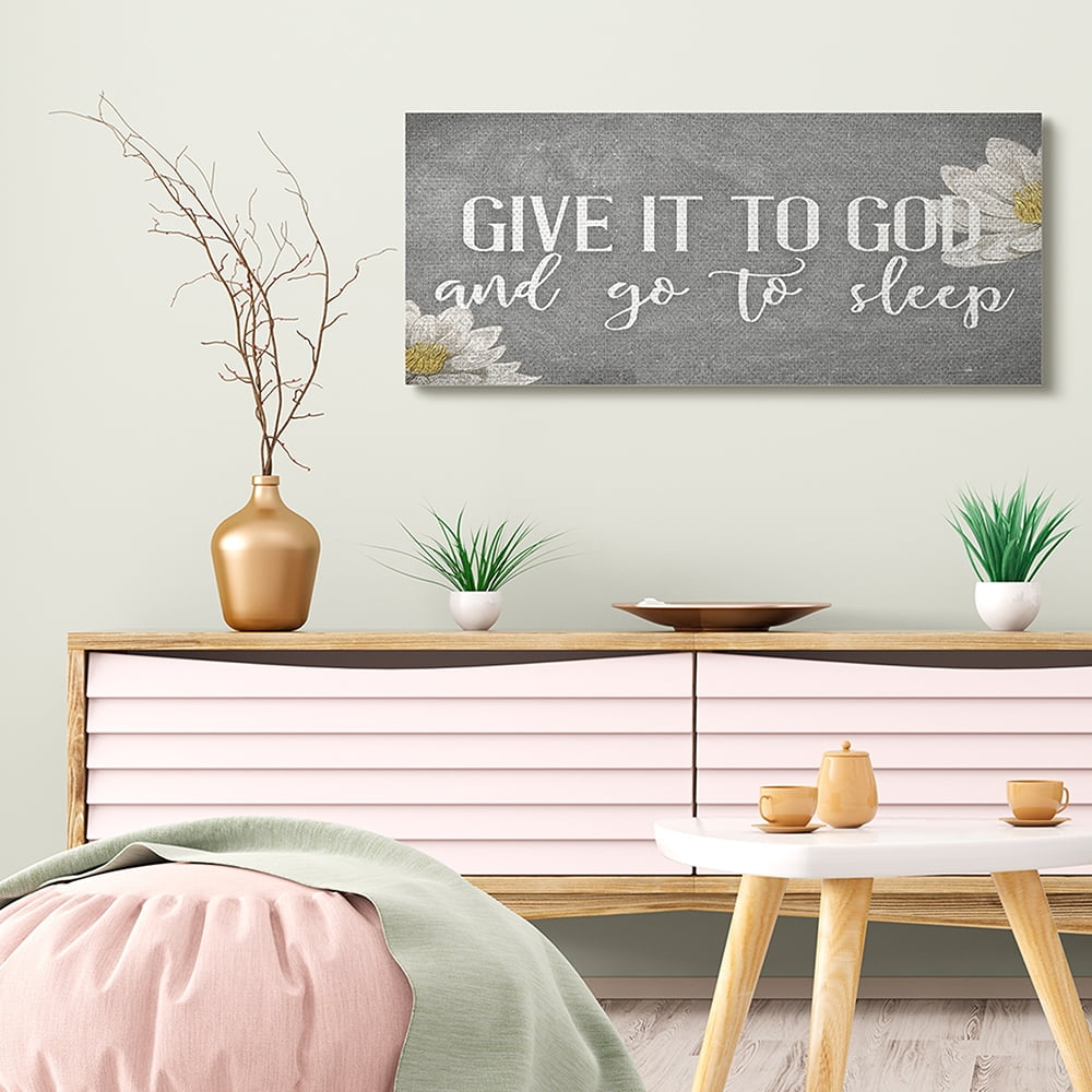 Stupell Industries Give It to God Phrase Rustic Distressed Grey Canvas Wall Art by Kim Allen
