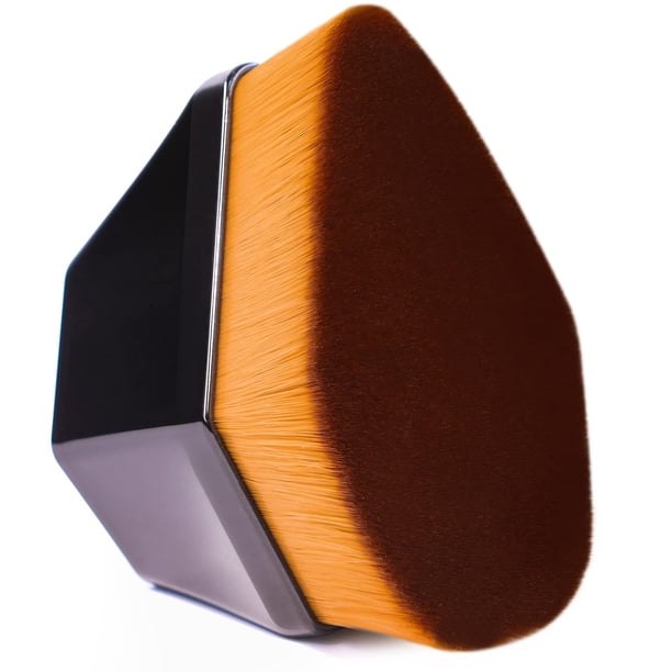 Brochas de maquillaje para base, brocha para base hexagonal Kabuki con parte superior plana para mezclar cosméticos líquidos, en crema o en polvo impecables con estuche protector (negro)