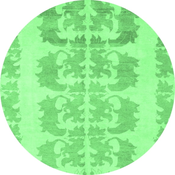 Ahgly Company Indoor Round Abstract Emerald Green Modern Area Rugs, 7' Round