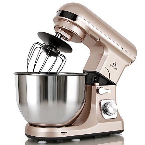 MURENKING Professional Stand Mixer, MK37 500W 5-Qt Bowl 6-Speed Tilt-Head Food Electric Mixer Kitchen Machine,Plastic (Champagne)