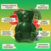 Gruns Adult Superfood Greens Gummies, Sugar-Free, 21 Vitamins & Minerals, Prebiotics Fiber for Digestion, Adaptogens, Spirulina Chlorella, 12 Servings